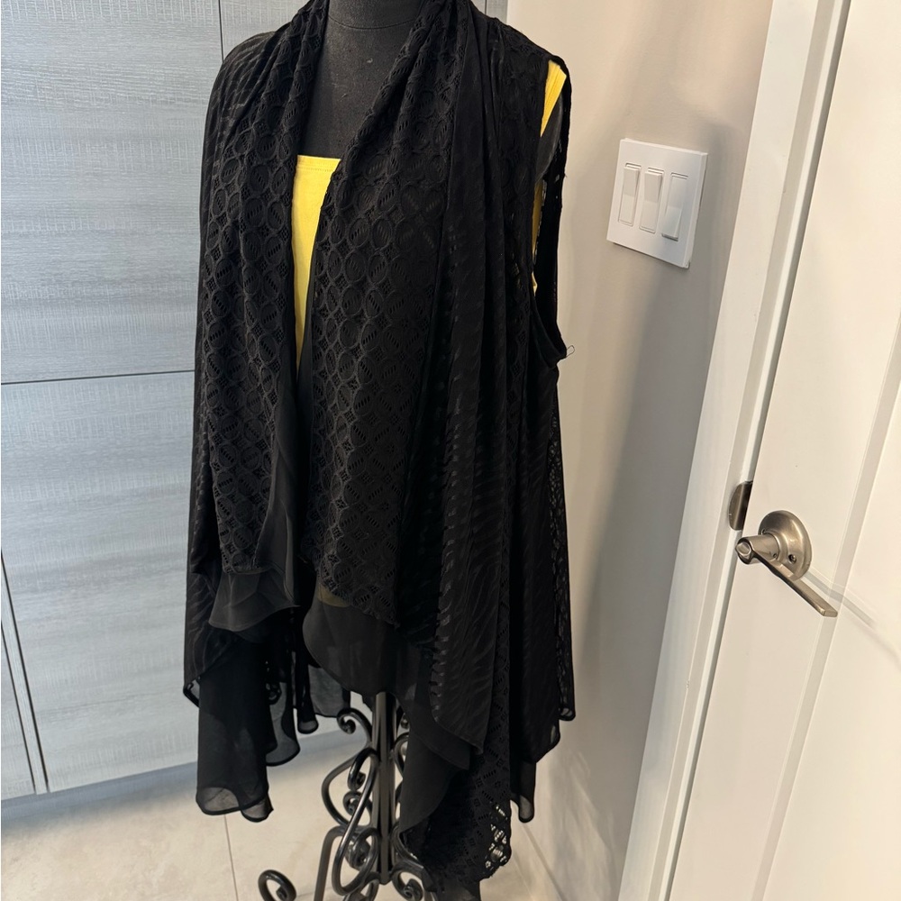 Elegant Black Lace long Vest . Women's Size XL